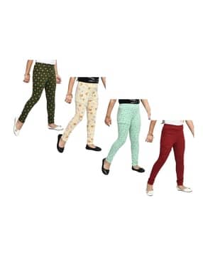 indiweaves Girls Pack of 4 Printed Leggings with Elasticated Waist -picture-15