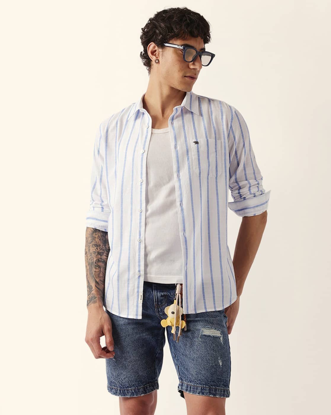 Men Cotton Striped Slim Fit Casual Shirt