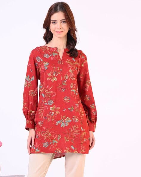 Woman Floral Print Regular Fit Tunic