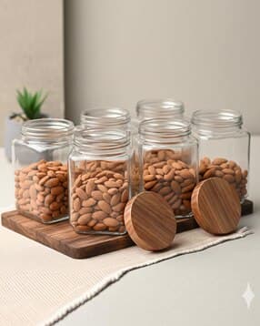 1st time Set of 6 Glass Jar Container with Airtight Lid-picture-41