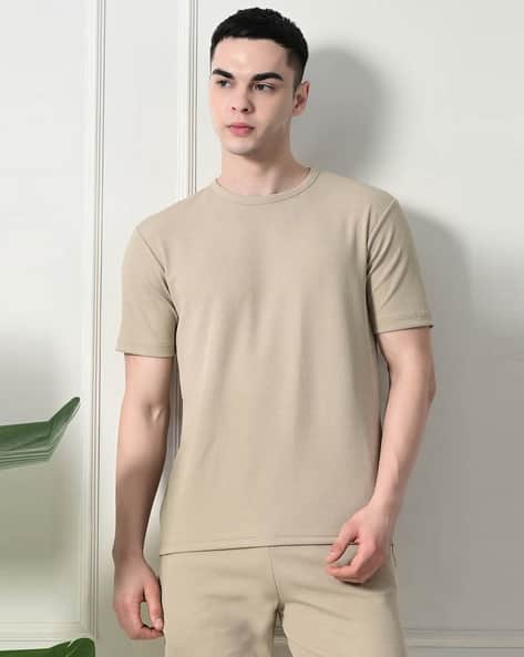 Buda Jeans Co Men Ribbed Regular Fit Crew-Neck T-Shirt