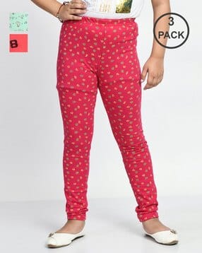 indiweaves Girls Pack of 3 Printed Leggings with Elasticated Waist-picture-14