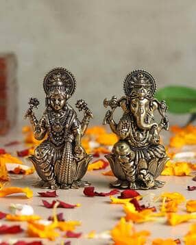habere india Set of 2 Brass Laxmi Ganesh Showpiece-picture-22