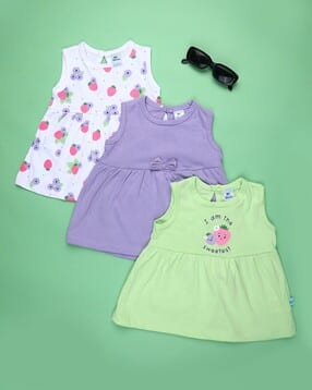 Pack of 3 Micro Print A-Line Frock-image-2