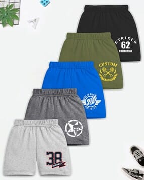 trampoline Boys Pack of 5 Graphic Regular Fit Flat Front Shorts-picture-12