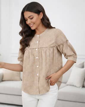 revangi Women Checked Relaxed Fit Tunic Top-picture-26