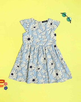 v-mart Girls Cotton Printed Fit and Flare Dress  -picture-29