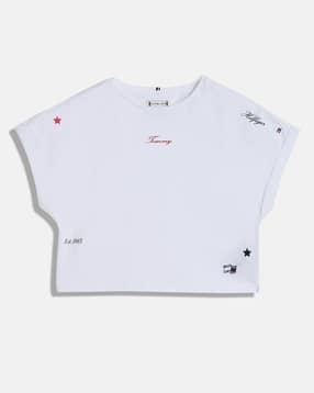 Girl Logo Print Crew-Neck T-Shirt-image-6