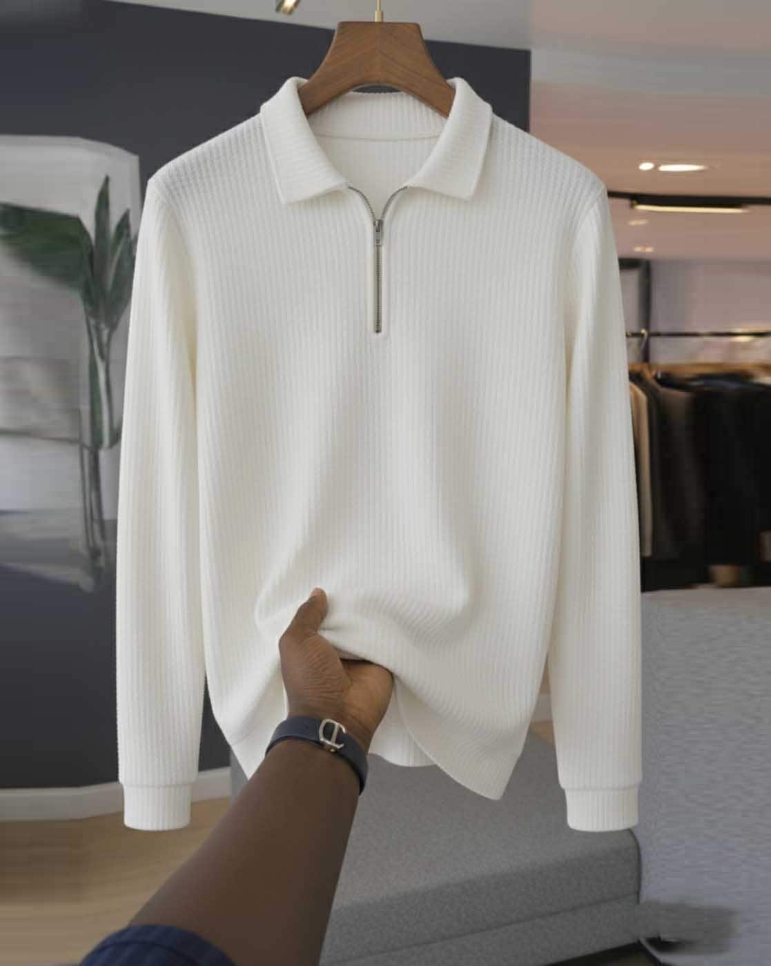 Buda Jeans Co Men Regular Fit Polo T-Shirt with Full Sleeves For Men (White, M)