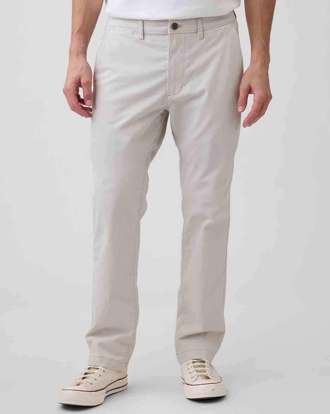 Men Straight Fit Mid-Rise Trousers