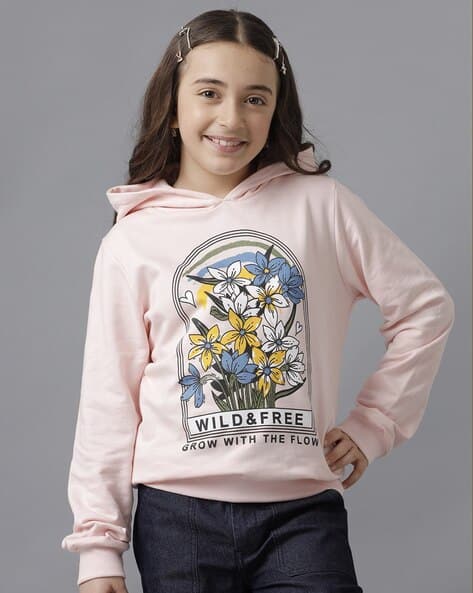 UNDER FOURTEEN ONLY Girls Printed Regular Fit Hoodie
