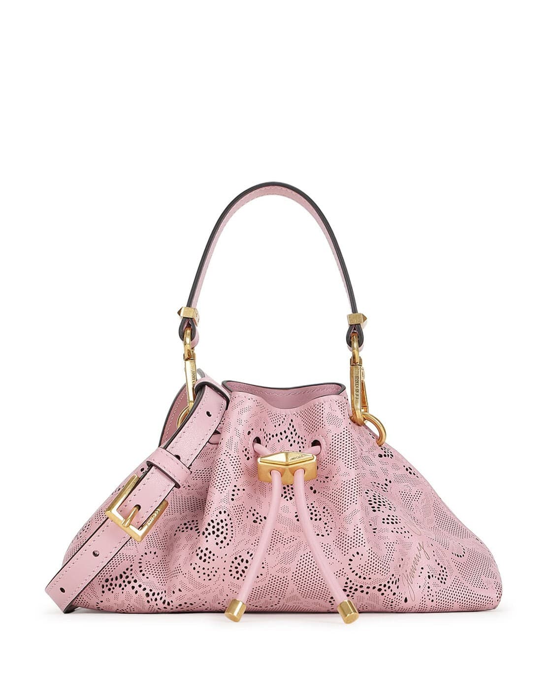 Buy Jimmy Choo Cinch Small Perforated Leather Shoulder Bag | Pink
