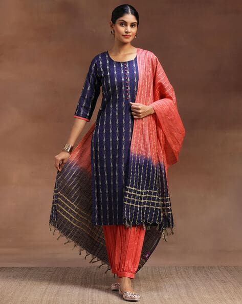 Gerua By Libas Women Woven Straight Kurta Suit Set
