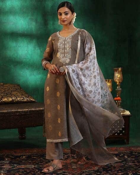 Gerua By Libas Women Embroidered Straight Kurta Suit Set