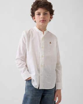 gap kids Boys Solid Relaxed Fit Full Sleeves Mandarin Collar Shirt-picture-19