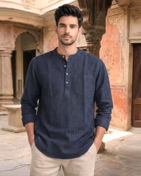 the soul patrol Men Regular Fit Short Kurta with Mandarin Collar-picture-43