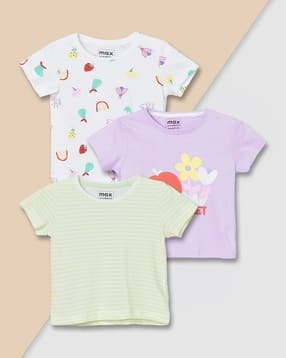 Girls Printed T-Shirt - Pack of 3-image-22