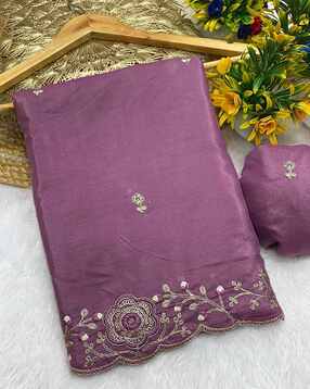 geardres Women Embroidered Saree with Scalloped Border-picture-36