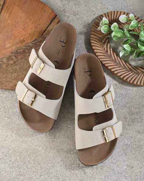 El Paso Buckles Open Toe Flats