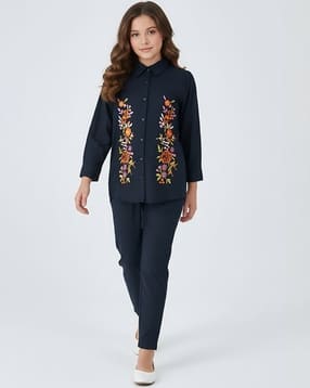 bella moda Girls Embroidered Shirt & Pants Set-picture-20
