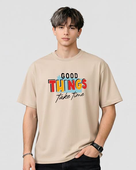 Buda Jeans Co Men Printed Loose Fit Crew-Neck T-Shirt
