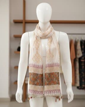indie picks Women Floral Print Dupatta with Tassels-picture-23