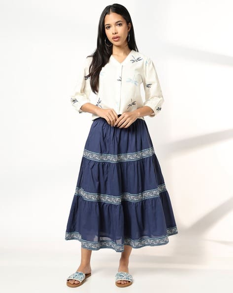 SIYAHI Women Floral Print Top & Skirt Set