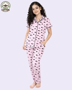 kuchipoo Girls Printed 2-Piece Nightwear Set-picture-15