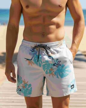 buda jeans co Men High-Rise Leaf Print Regular Fit Shorts-picture-12