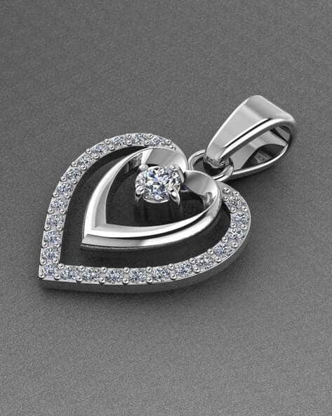Miss Highness Women Sterling Silver Stone-Studded Heart Pendant