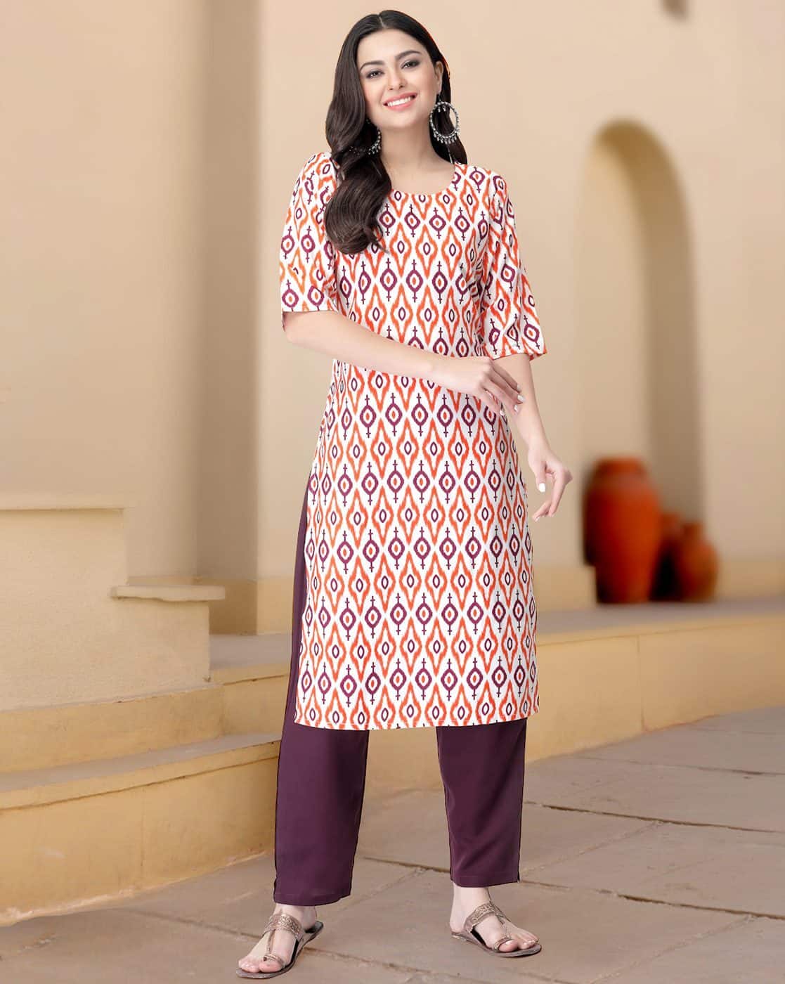 Popmantra Women Micro Print Kurta Set For Women (Multi, S)