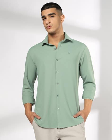 JOHN PLAYERS Men Slim Fit Shirt with Logo Embroidery