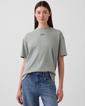 gap Women Loose Fit Round-Neck T-Shirt with Logo Print-picture-12