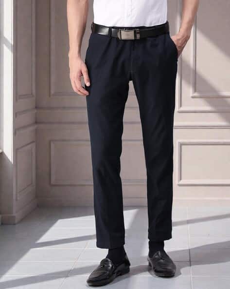 THE SOUL PATROL Men Slim Fit Flat Front Pants with Insert Pockets