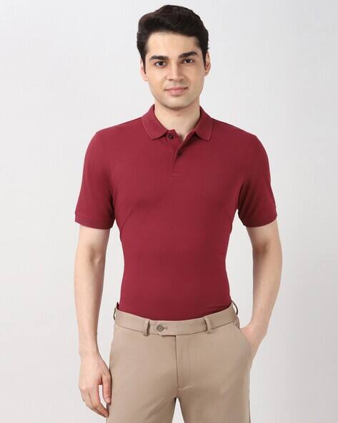 PETER ENGLAND Men Regular Fit Polo T-Shirt with Logo Embroidery