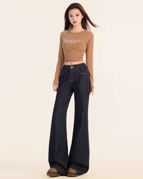 Lulu & Sky High-Rise Washed Wide Jeans