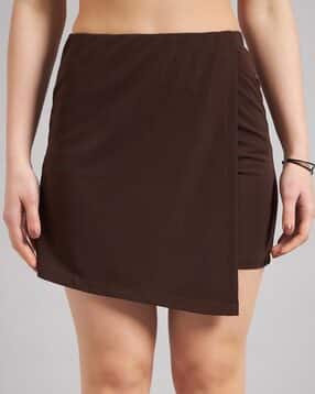 donmora Women Ribbed Skorts with Semi Elasticated Waist -picture-44