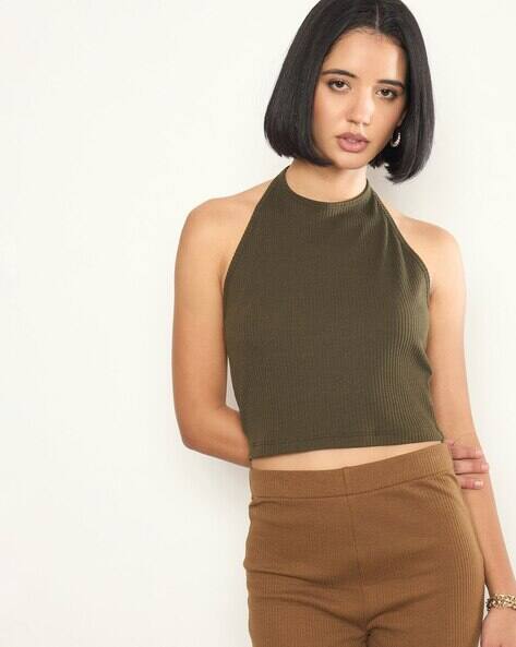 Sassafras Women Slim Fit Halter-Neck Top