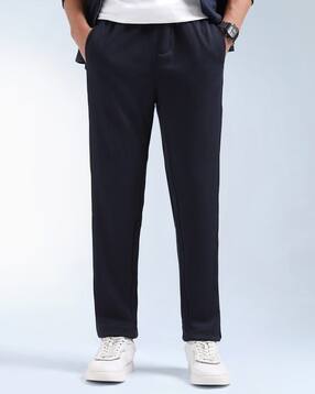 men textured regular fit track pants