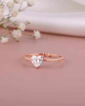 Women Sterling Silver Rose Gold-Plated Flirty Heart Ring-image-41