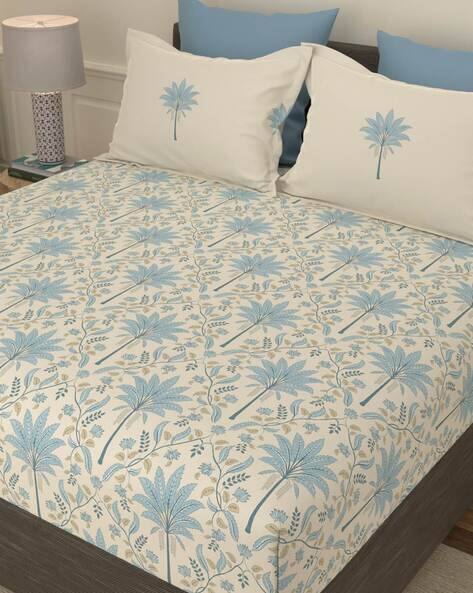 PORTICO 144 TC Floral Print Cotton Double Bedsheet with Pillow Covers