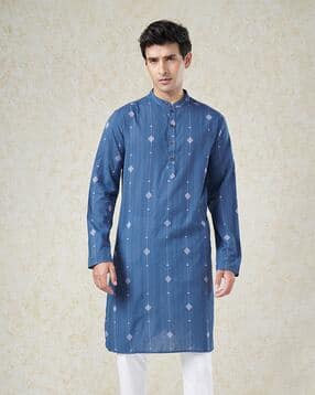 Men Regular Fit Mandarin-Collar Kurta-image-35