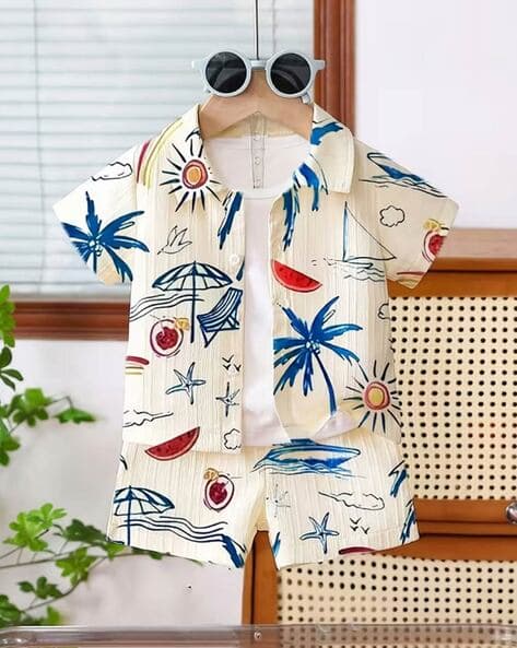 SURATSUIT Boys Tropical Print Shirt & Shorts Set
