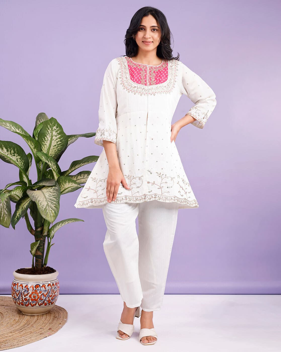 Fashionfricks Women Floral Print Kurta Set For Women (Pink, XXL)