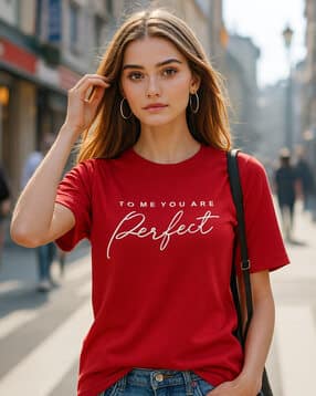 tromko Women Typographic Print Regular Fit Crew-Neck T-Shirt-picture-10