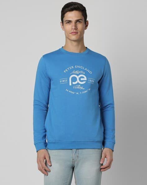 PETER ENGLAND CASUALS Men Brand Print Regular Fit Sweatshirt