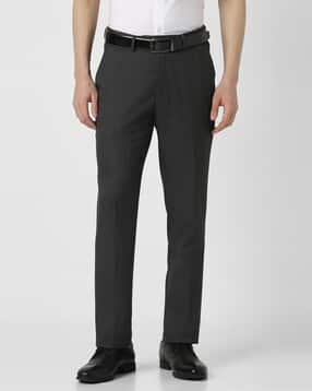 peter england Men Flat-Front Slim Fit Trousers-picture-14