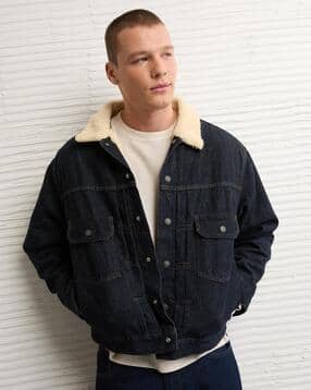 american eagle Men Sherpa Regular Fit Denim Jacket-picture-14