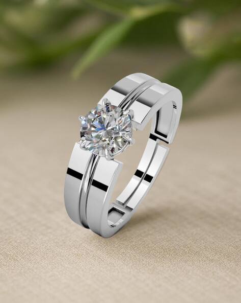 Miss Highness Men Sterling Silver Rhodium-Plated Adjustable Ring
