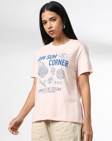 Women Graphic Print Oversized Crew-Neck T-Shirt